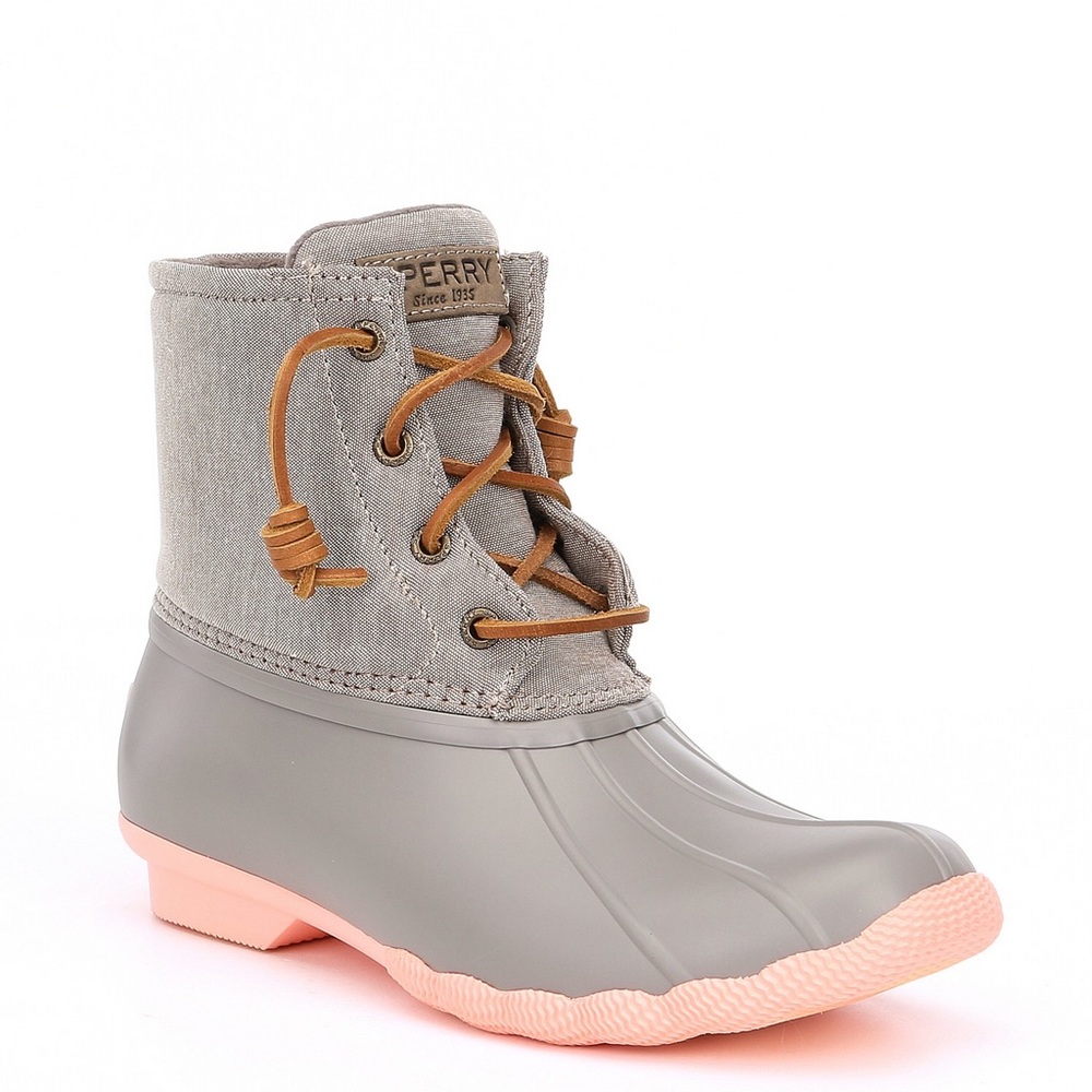 Sperry boots with pink bottom